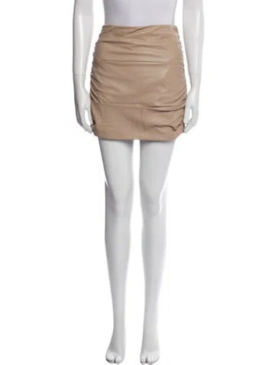 Pre-owned Michelle Mason Leather Mini Skirt In Neutral