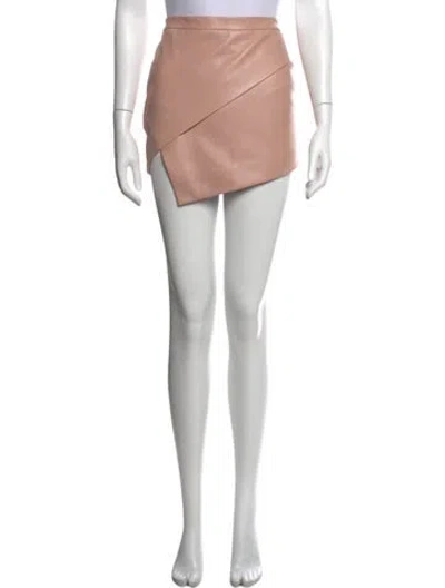 Pre-owned Michelle Mason Leather Mini Skirt In Pink