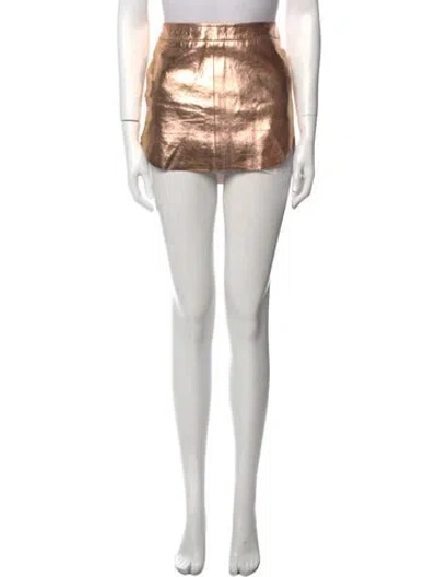 Pre-owned Michelle Mason Leather Mini Skirt W/ Tags In Gold
