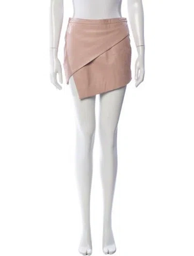 Pre-owned Michelle Mason Leather Mini Skirt In White
