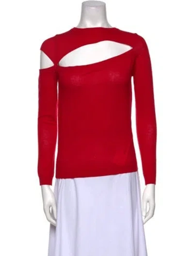 Pre-owned Michelle Mason Merino Wool Bateau Neckline Sweater W/ Tags In Red