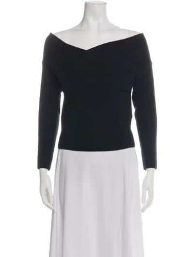 Pre-owned Michelle Mason Merino Wool Off-the-shoulder Sweater In Black