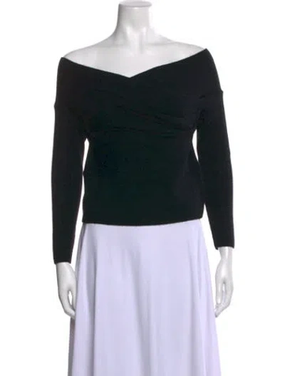 Pre-owned Michelle Mason Merino Wool Off-the-shoulder Sweater In Black