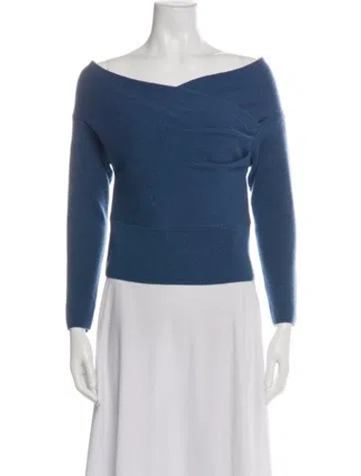 Pre-owned Michelle Mason Merino Wool Off-the-shoulder Sweater In Blue