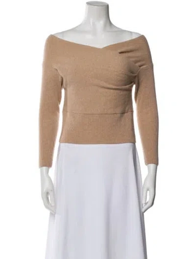 Pre-owned Michelle Mason Merino Wool Off-the-shoulder Sweater In Neutral
