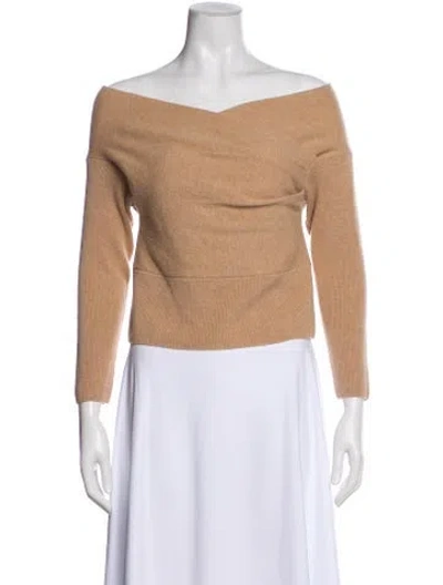 Pre-owned Michelle Mason Merino Wool Off-the-shoulder Sweater In Neutral