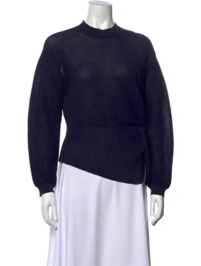 Pre-owned Michelle Mason Mock Neck Long Sleeve Top In Blue