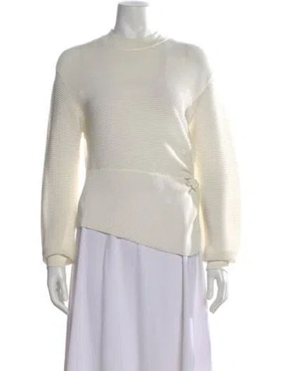 Pre-owned Michelle Mason Mock Neck Long Sleeve Top In White
