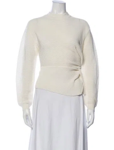 Pre-owned Michelle Mason Mock Neck Long Sleeve Top In White