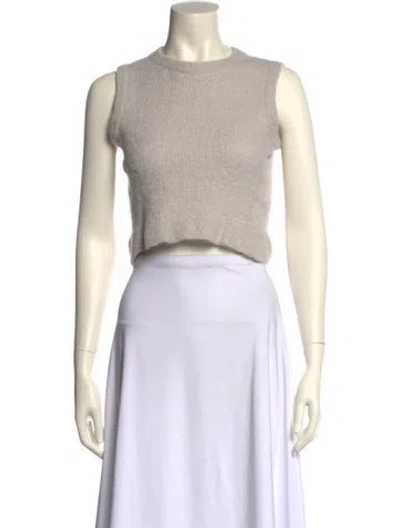 Pre-owned Michelle Mason Mock Neck Sleeveless Crop Top In Neutral