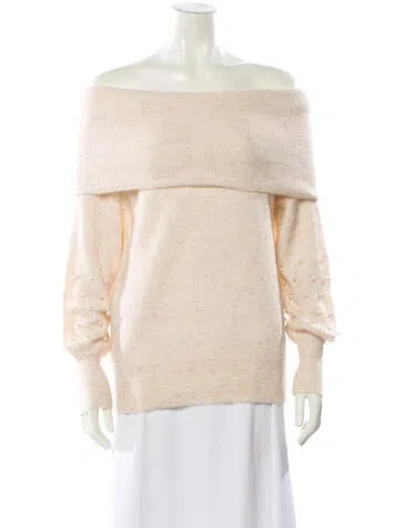 Pre-owned Michelle Mason Nylon Off-the-shoulder Sweater In Neutral