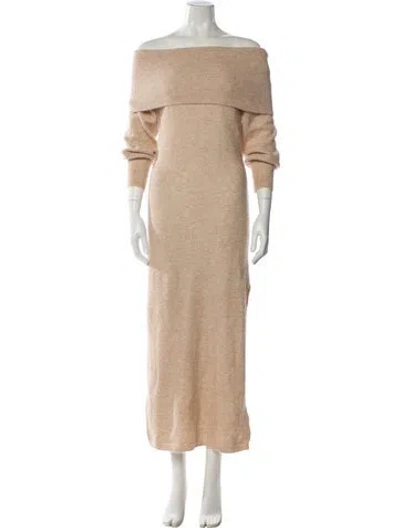 Pre-owned Michelle Mason Off-the-shoulder Long Dress In Neutral