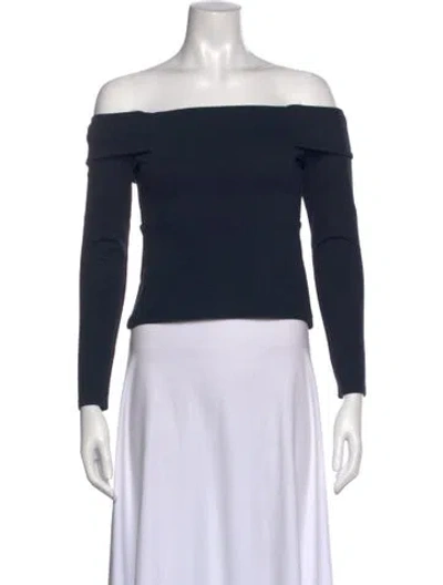 Pre-owned Michelle Mason Off-the-shoulder Long Sleeve Top In Blue