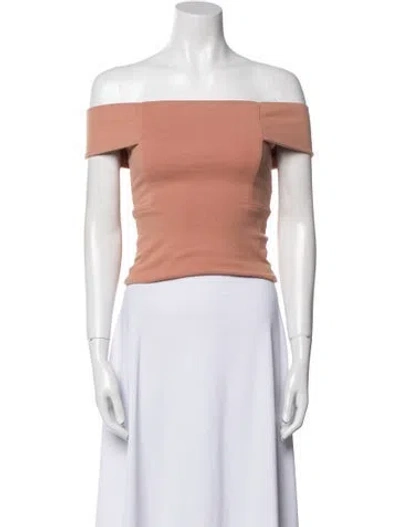 Pre-owned Michelle Mason Off-the-shoulder Short Sleeve Crop Top In Orange