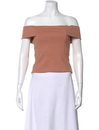 Pre-owned Michelle Mason Off-the-shoulder Short Sleeve Top In Orange