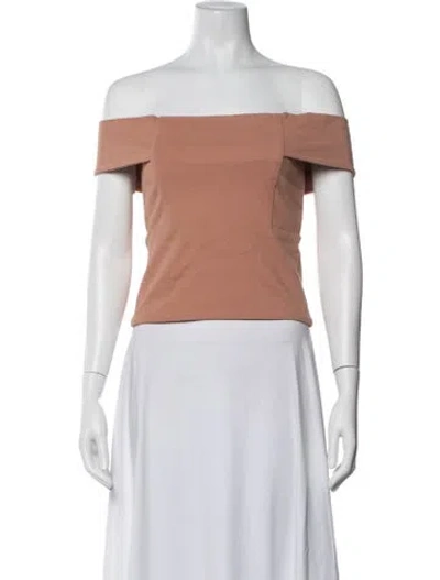 Pre-owned Michelle Mason Off-the-shoulder Short Sleeve Top In Pink