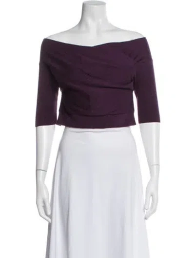 Pre-owned Michelle Mason Off-the-shoulder Short Sleeve Top In Purple