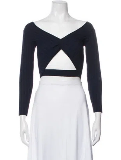 Pre-owned Michelle Mason Off-the-shoulder Sweater In Blue