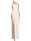 Michelle Mason One-shoulder Bias Silk Gown In Gold