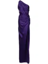 Michelle Mason One-shoulder Silk Gown In Violett