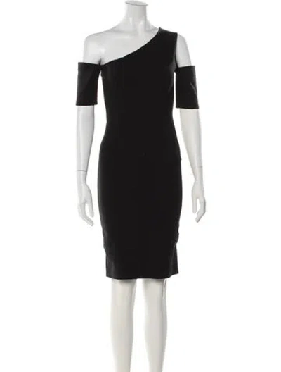 Pre-owned Michelle Mason One-shoulder Knee-length Dress In Black