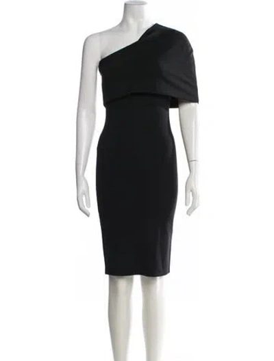 Pre-owned Michelle Mason One-shoulder Knee-length Dress In Black