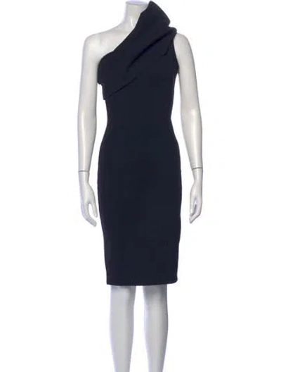 Pre-owned Michelle Mason One-shoulder Knee-length Dress In Blue