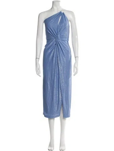Pre-owned Michelle Mason One-shoulder Long Dress In Blue
