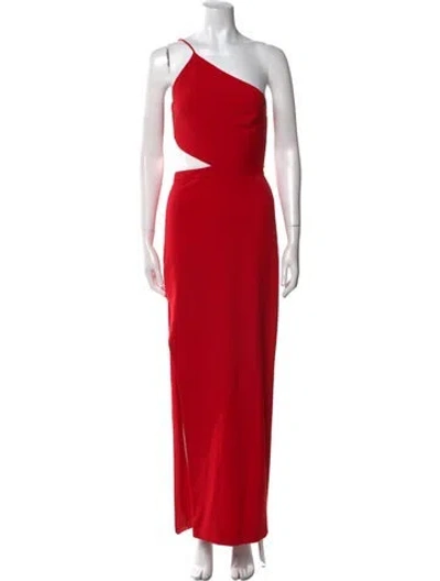 Pre-owned Michelle Mason One-shoulder Long Dress In Red