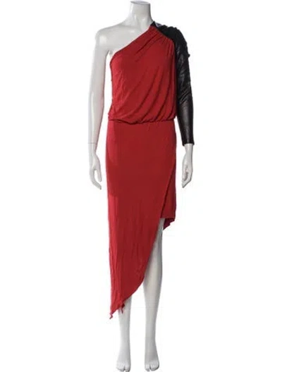 Pre-owned Michelle Mason One-shoulder Long Dress In Red