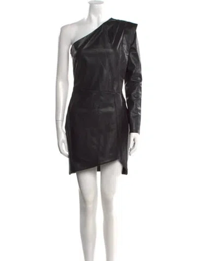 Pre-owned Michelle Mason One-shoulder Mini Dress In Black