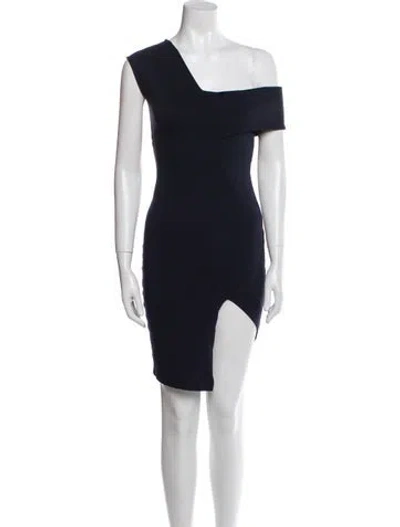 Pre-owned Michelle Mason One-shoulder Mini Dress In Blue
