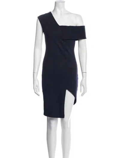 Pre-owned Michelle Mason One-shoulder Mini Dress In Blue