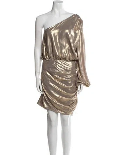 Pre-owned Michelle Mason One-shoulder Mini Dress In Green