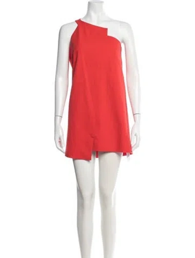 Pre-owned Michelle Mason One-shoulder Mini Dress In Red