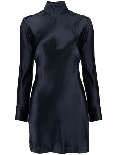 Michelle Mason Open-back Long-sleeves Mini Dress In Blue