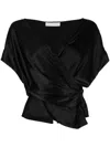 Michelle Mason Open-neck Top In Black