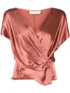 Michelle Mason Open-neck Top In Brown