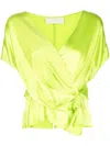 Michelle Mason Open-neck Top In Green