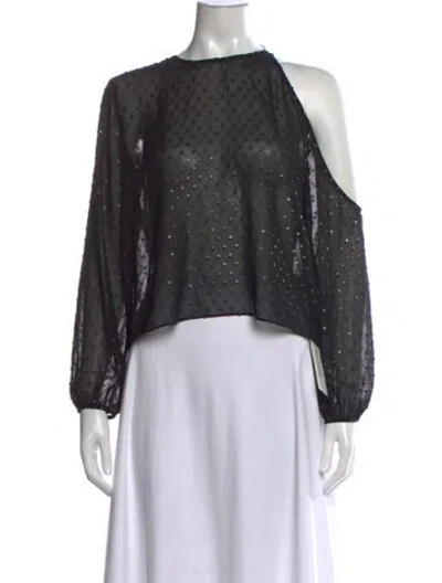Pre-owned Michelle Mason Patterned Asymmetrical Blouse In Black