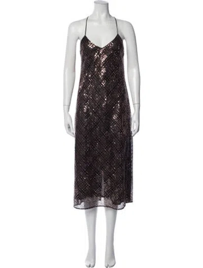 Pre-owned Michelle Mason Patterned Midi Length Dress In Multicolor