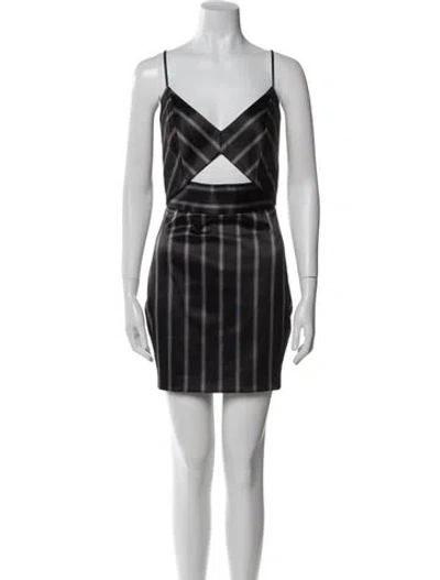 Pre-owned Michelle Mason Plaid Print Mini Dress In Black