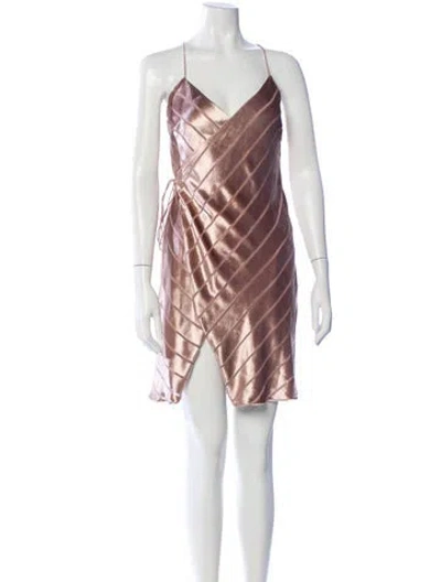 Pre-owned Michelle Mason Plaid Print Mini Dress In Pink