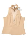 Michelle Mason Plunge Choker Sleeveless Top In Nude Polyester In Brown