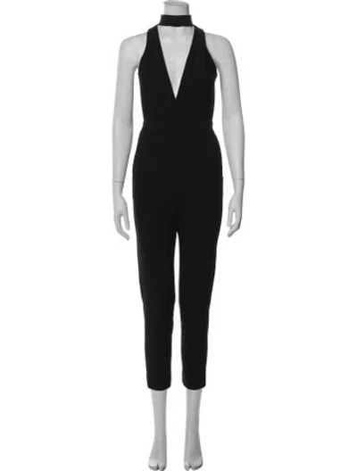 Pre-owned Michelle Mason Plunge Neckline Jumpsuit In Black