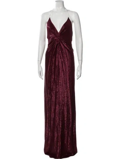 Pre-owned Michelle Mason Plunge Neckline Long Dress