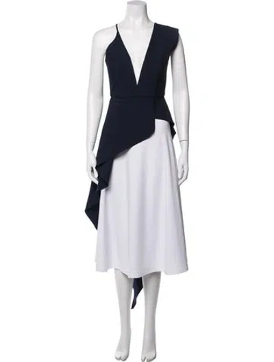 Pre-owned Michelle Mason Plunge Neckline Sleeveless Top In Blue
