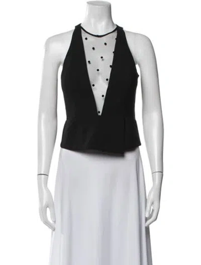 Pre-owned Michelle Mason Polka Dot Print Halterneck Top In Black