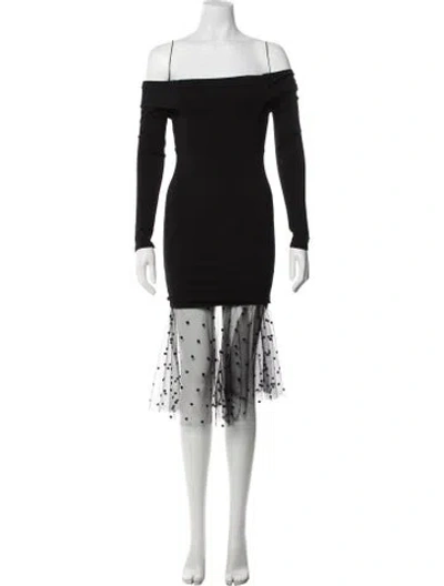 Pre-owned Michelle Mason Polka Dot Print Mini Dress In Black