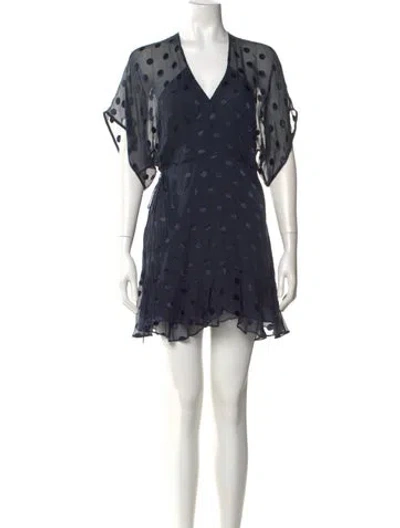 Pre-owned Michelle Mason Polka Dot Print Mini Dress In Blue